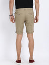 t-base Beige Cotton Solid Fold Up Shorts