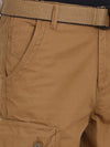 t-base Khaki Cotton Solid Cargo Shorts
