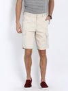t-base Off-White Cotton Solid Cargo Shorts