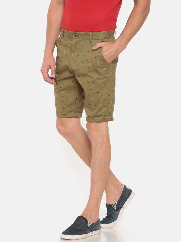 t-base olive printed fold up shorts