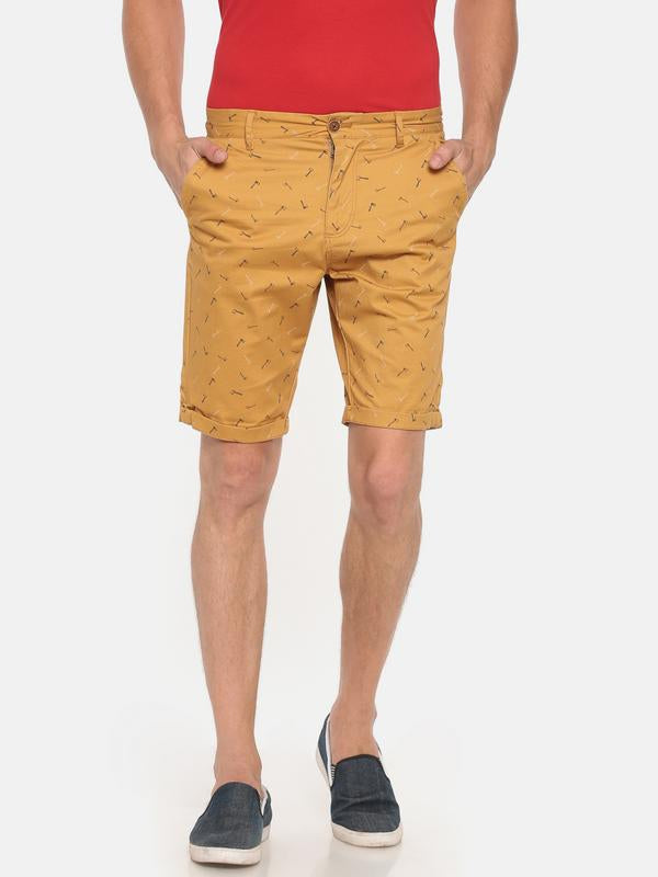 t-base gold printed fold up shorts