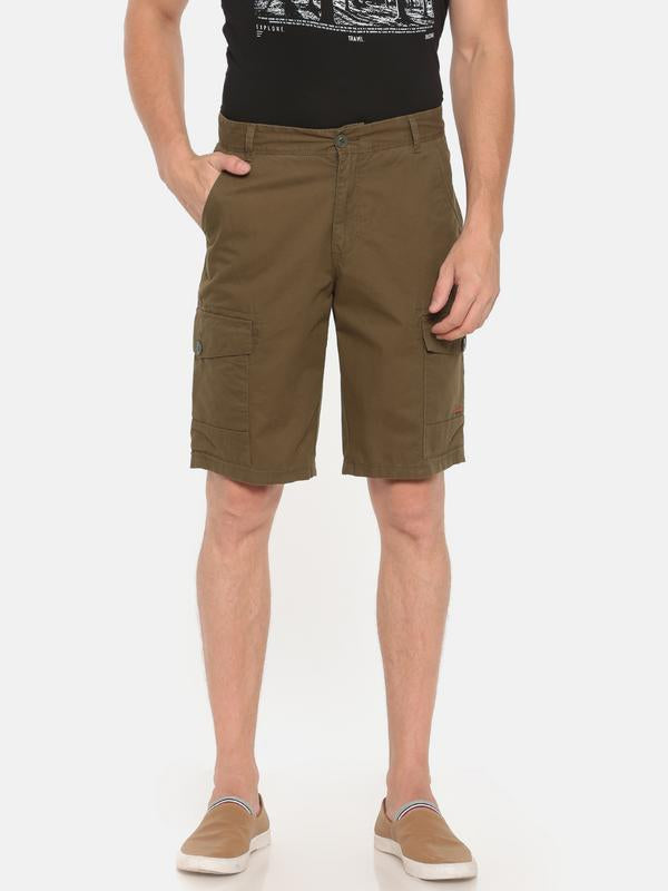 t-base olive solid cargo shorts