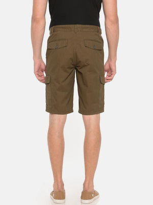 t-base olive solid cargo shorts