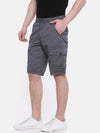 t-base grey solid cargo shorts