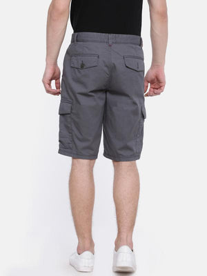 t-base grey solid cargo shorts