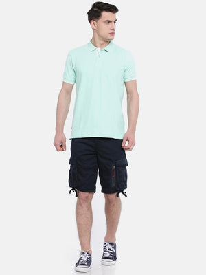 t-base navy solid cargo shorts