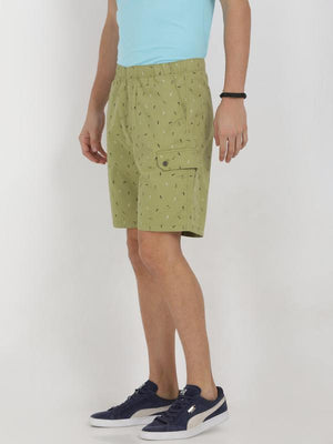 t-base green cotton printed lounge shorts
