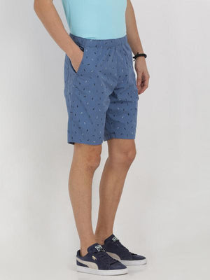 t-base blue cotton printed lounge shorts