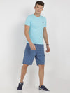 t-base blue cotton printed lounge shorts