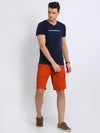 t-base red cotton solid lounge shorts