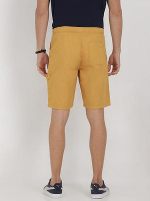 t-base yellow cotton solid lounge shorts