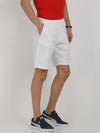 t-base white cotton solid lounge shorts