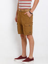 t-base Men Whiskey Cotton Solid Cargo Shorts With Belt