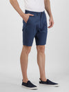 t-base federal blue cotton stretch printed shorts