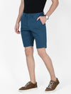 t-base Men Majolica Blue Cotton Stretch Solid Chino Shorts