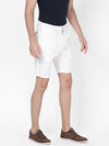 t-base Men White Cotton Linen Solid Chino Shorts
