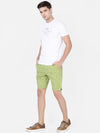 t-base Men Fern Green Cotton Stretch Printed Chino Shorts