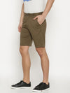 t-base Men's Green Cotton Solid Chino Short