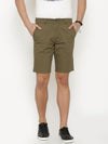 t-base Men's Olive Cotton Printed Chino Short