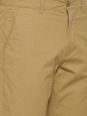 t-base Men's Tan Cotton Printed Chino Short