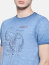 t-base men's blue crew neck printed t-shirt