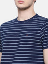 t-base men's indigo crew neck striped t-shirt