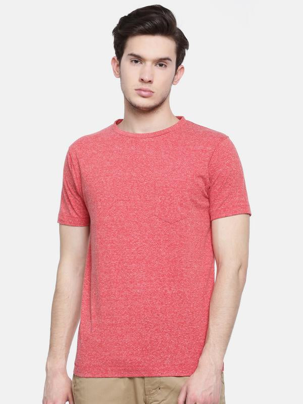 t-base men's red crew neck solid t-shirt