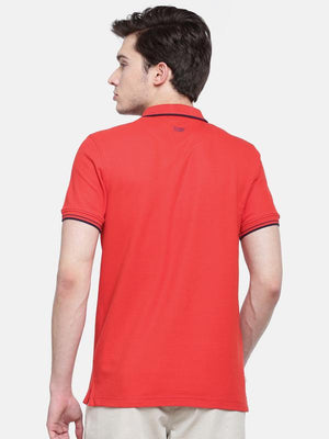 t-base men's red polo neck solid t-shirt