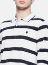 t-base men's off-white polo neck striped t-shirt