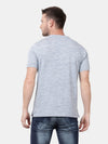 Blue Space Henley Neck Printed T-Shirt