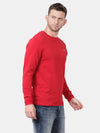 t-base Haute Red Cotton Lycra Crewneck Solid T-Shirt