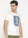 t-base Men's Off White Round Neck Printed T-Shirt  