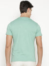 t-base Men's Green Round Neck Printed T-Shirt  