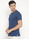 t-base Men's Blue Polo Collar Solid T-Shirt  