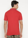 t-base Men's Red Polo Collar Solid T-Shirt  