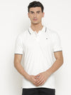 t-base Men's Off White Polo Collar Solid T-Shirt  