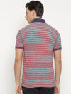 t-base Men's Red Polo Collar Striped T-Shirt  
