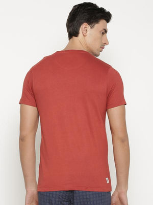 t-base Men's Red Round Neck Printed T-Shirt  