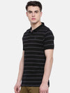 t-base Black Polo Neck Striped T-Shirt