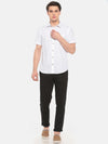t-base White Printed Cotton Linen Casual Shirt