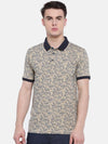 t-base Beige Polo Neck Printed T-Shirt