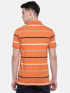 t-base Orange Polo Neck Striped T-Shirt