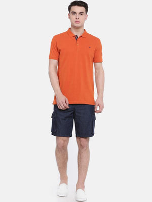 t-base Orange Polo Neck Solid T-Shirt