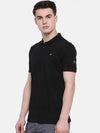 t-base Black Polo Neck Solid T-Shirt