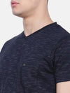 t-base Blue V-Neck Solid T-Shirt