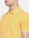 t-base Yellow Polo Neck Solid T-Shirt