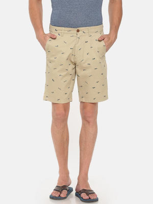 t-base beige cotton printed chino short