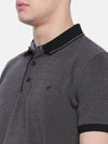 t-base Grey Polo Neck Solid T-Shirt
