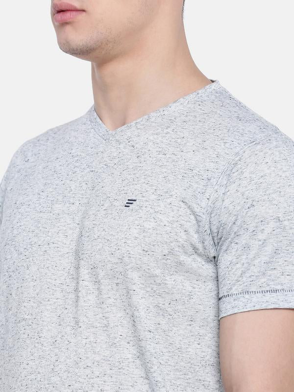 t-base Grey V-Neck Solid T-Shirt