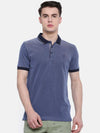 t-base Navy Polo Neck Solid T-Shirt